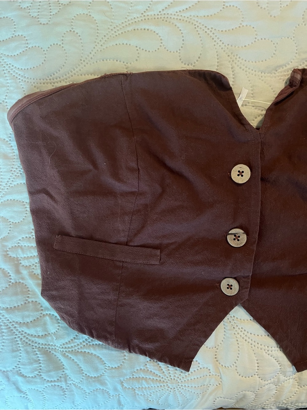 Free People Brown Button-Front Crop Top
